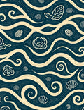 Oceanic Cream Wave Shell Medallion Rug