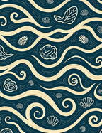Oceanic Cream Wave Shell Medallion Rug