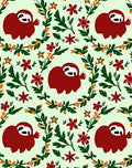 Whimsical Red Sloth Garden Floral Rug