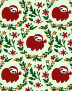 Whimsical Red Sloth Garden Floral Rug