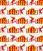 Red Yellow Circus Acrobatic Tent Rug