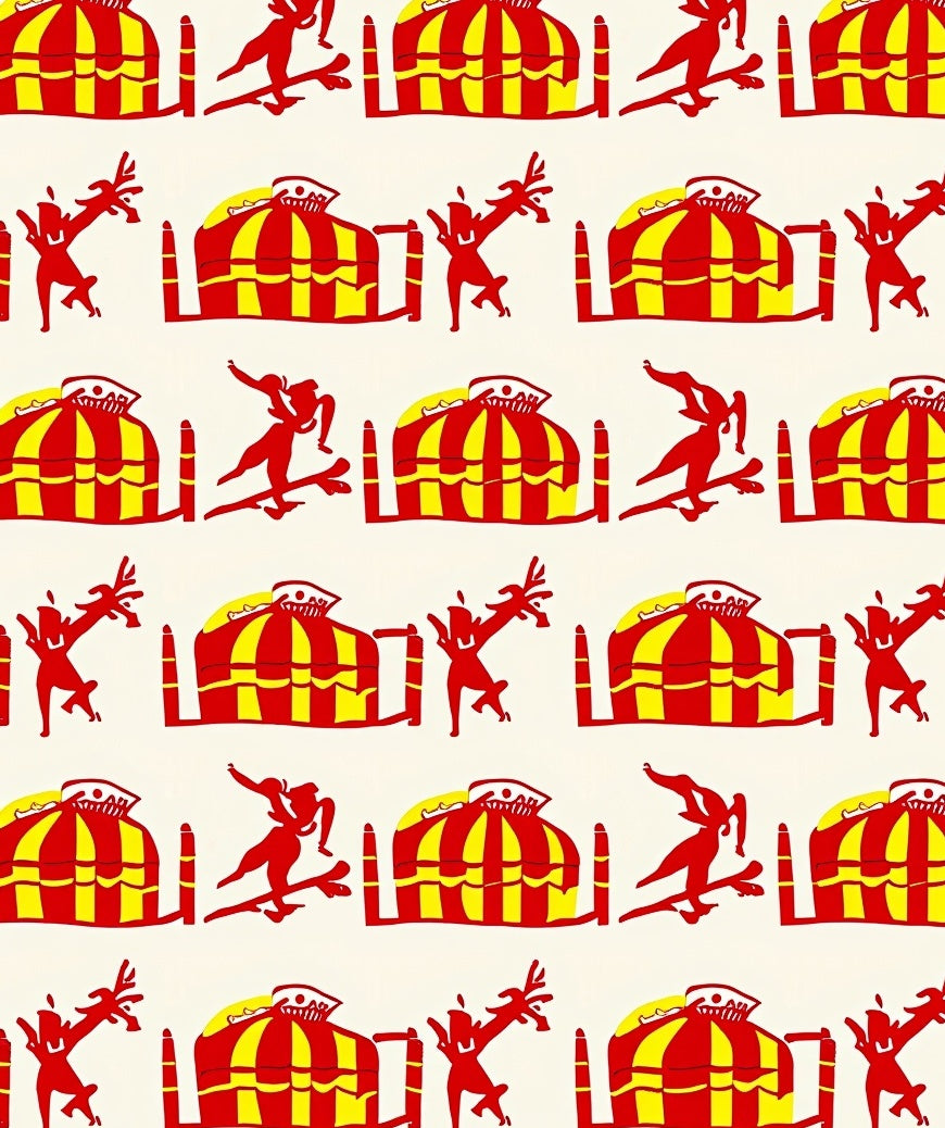 Red Yellow Circus Acrobatic Tent Rug