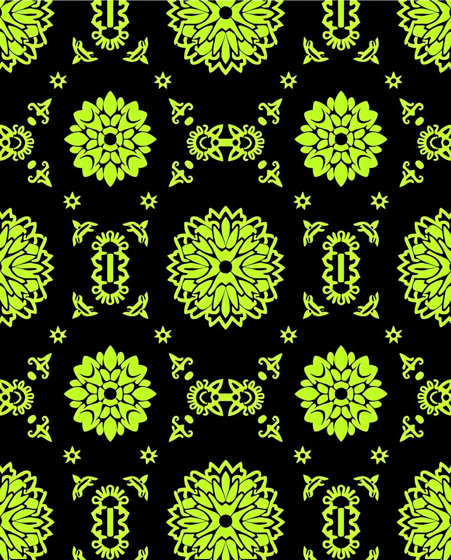 Vibrant Neon Floral Tessellation Rug