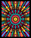 Vibrant Psychedelic Sunburst Medallion Rug