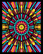 Vibrant Psychedelic Sunburst Medallion Rug