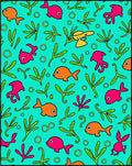 Playful Fish and Seaweed Ocean Scene Rug