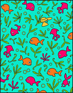 Playful Fish and Seaweed Ocean Scene Rug