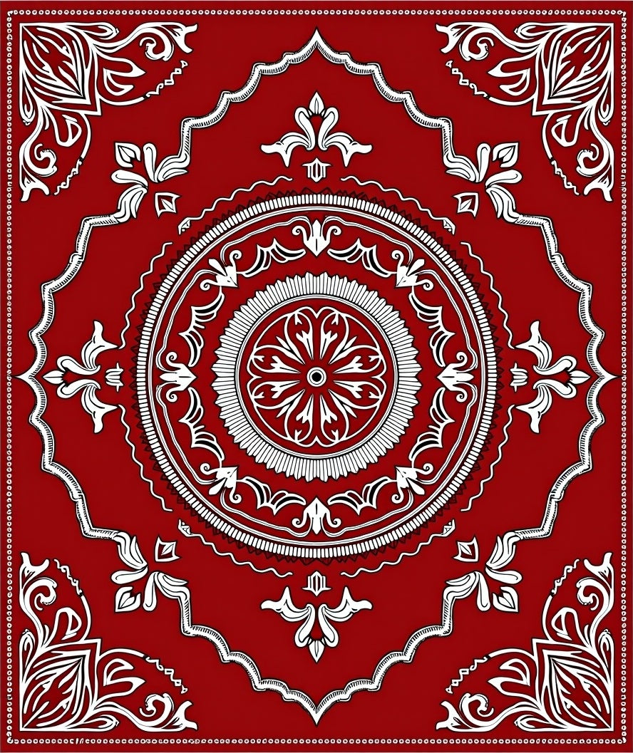 Crimson Medallion Floral Lace Rug