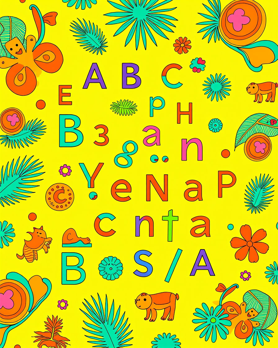 Tropical Alphabet Jungle Animals Rug