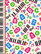 Retro Music Notes Keyboard Collage Rug