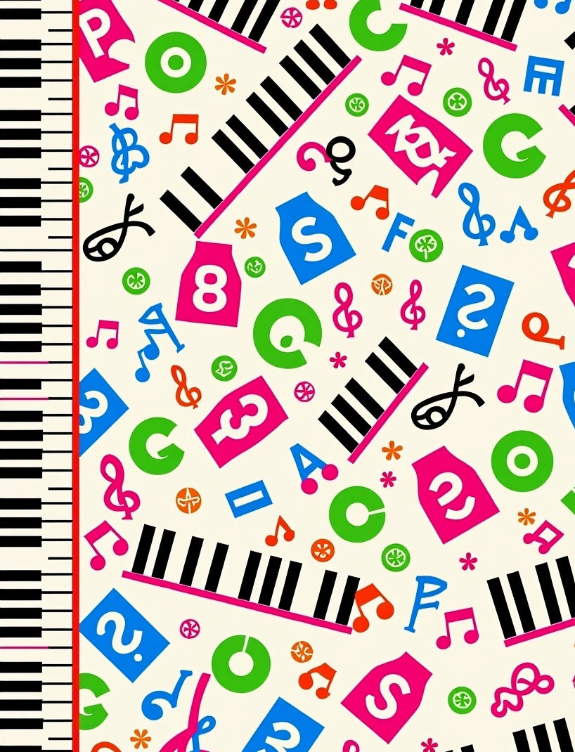 Retro Music Notes Keyboard Collage Rug
