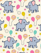 Cute Blue Elephants Whimsical Balloon Stars Rug