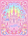 Pink Fairy Tale Castle Rainbow Scape Rug