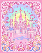 Pink Fairy Tale Castle Rainbow Scape Rug