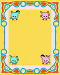 Cute Whimsical Creature Border Yellow Rug