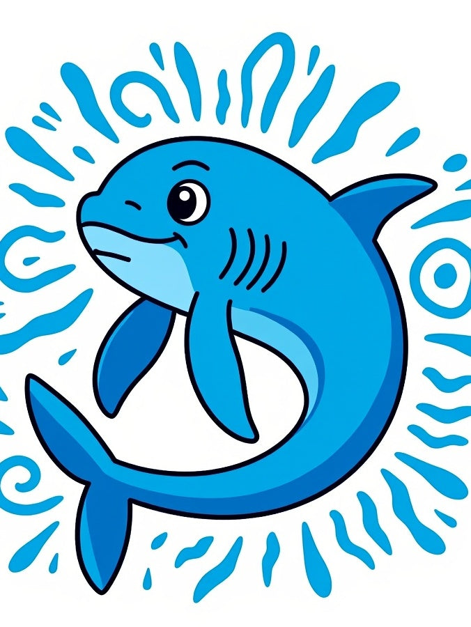 Whimsical Blue Shark Water Splash Rug
