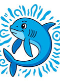 Whimsical Blue Shark Water Splash Rug