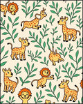 Whimsical Safari Animals Greenery Playtime Rug