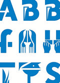 Bold Blue Abstract Letterform Collage Rug