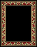 Rich Red Bloom Border With Green Accents Rug