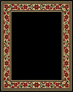 Rich Red Bloom Border With Green Accents Rug
