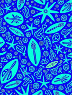 Vibrant Aqua Ocean Life Collage Rug