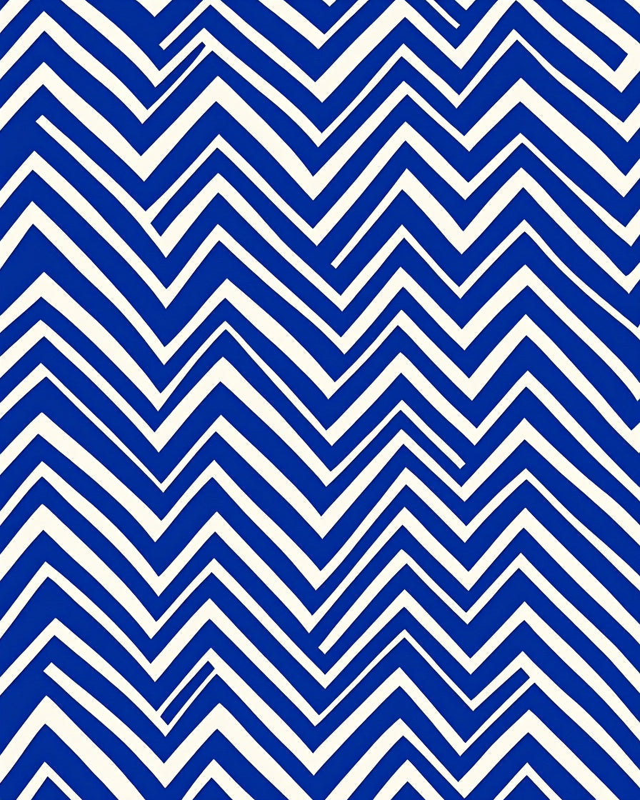 Bold Blue White Zigzag Accordion Rug