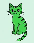 Vibrant Green Striped Feline Rug
