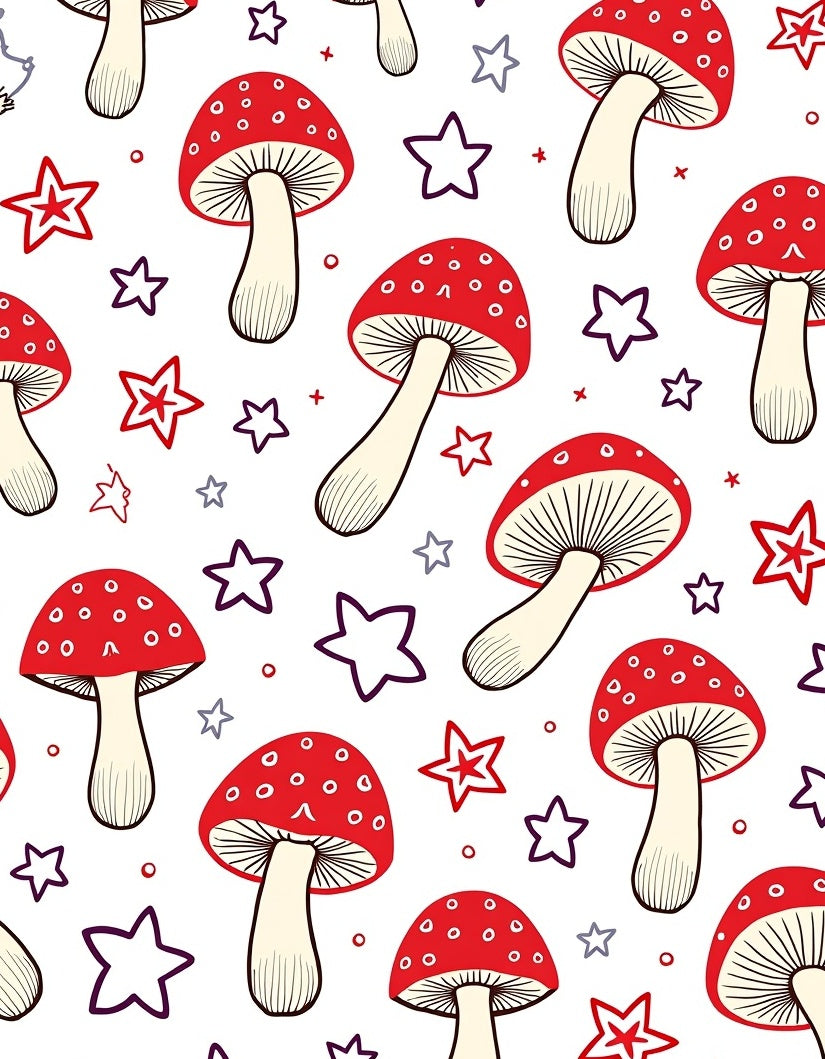 Red Mushroom Star Scatter Rug