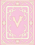 Pink Ivory Ornate Vintage Letter V Rug