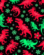 Red Green Dinosaurs Flowers Snowflakes Rug