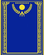 Royal Blue Yellow Laurel Medallion Rug