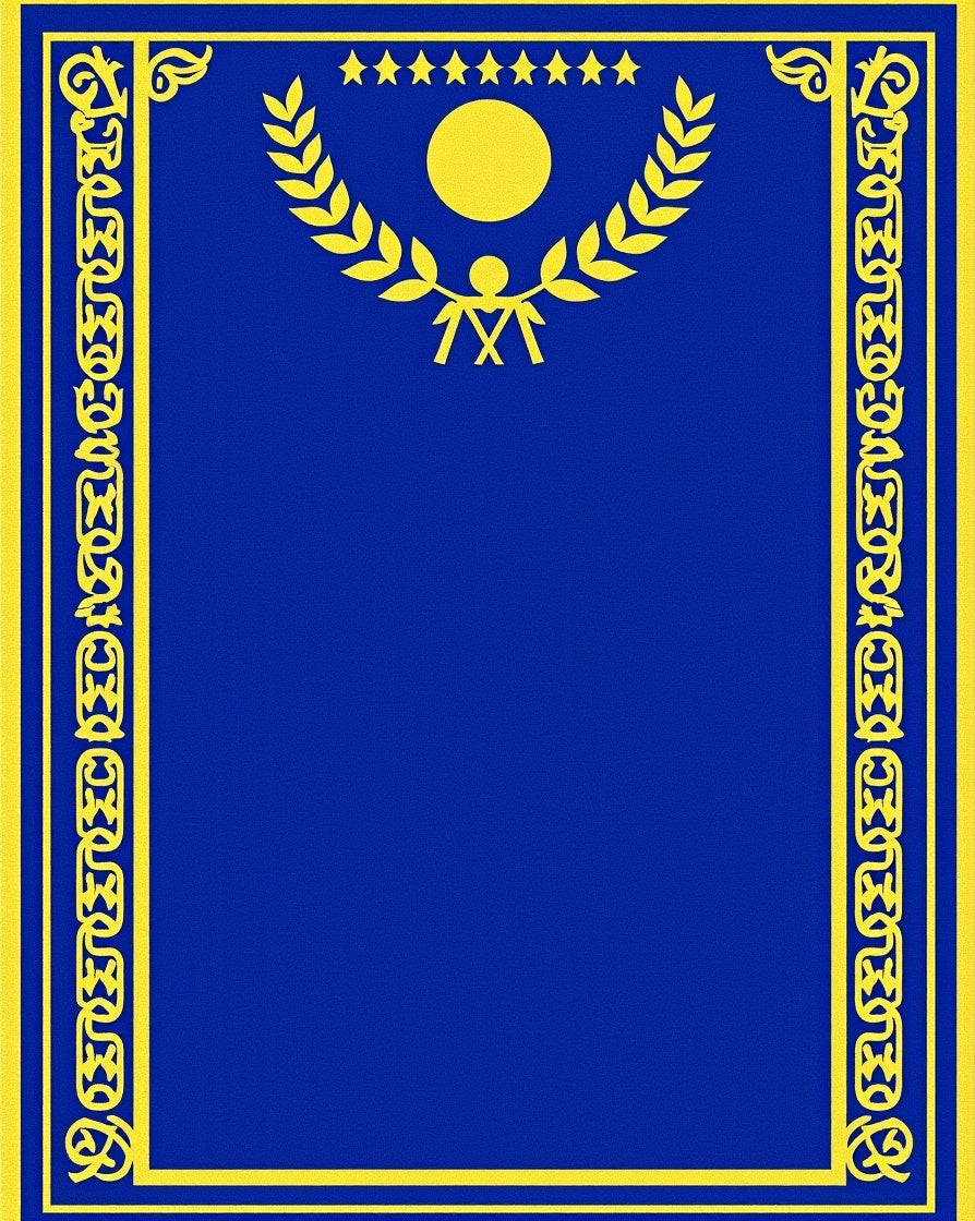 Royal Blue Yellow Laurel Medallion Rug