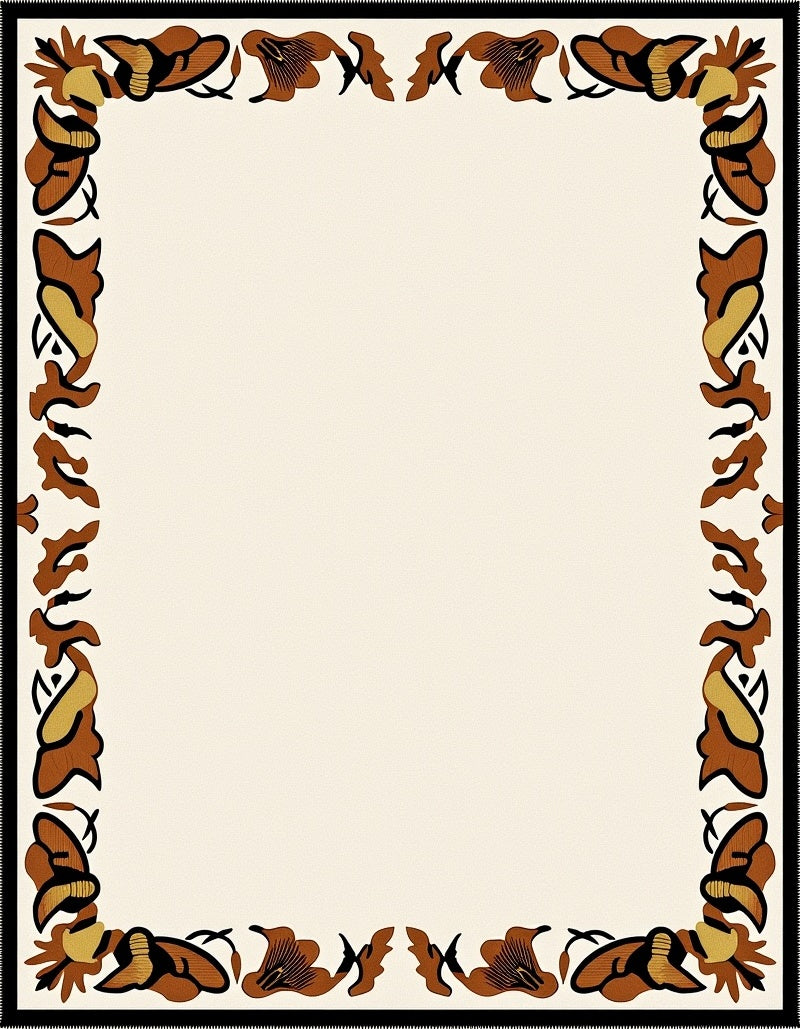 Earthy Tones Abstract Floral Border Rug