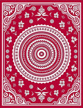 Crimson Floral Mandala Radial Rug