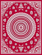 Crimson Floral Mandala Radial Rug