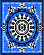 Bold Blue Black White Medallion Radiance Rug