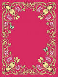 Art Nouveau Pink Floral Butterfly Border Rug