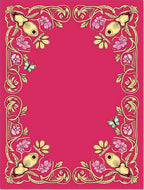 Art Nouveau Pink Floral Butterfly Border Rug