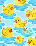 Yellow Ducks Floating On Blue Water Rug