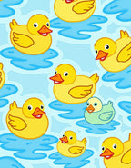 Yellow Ducks Floating On Blue Water Rug