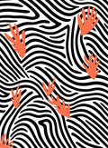 Coral Abstract Organic Zebra Lines Rug