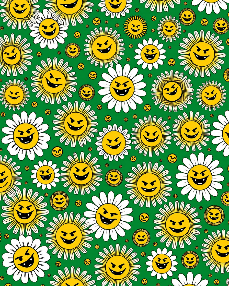 Whimsical Yellow Grinning Sun Flowers Rug