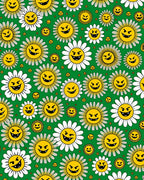 Whimsical Yellow Grinning Sun Flowers Rug