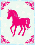 Vibrant Pink Horse Floral Corner Accent Rug