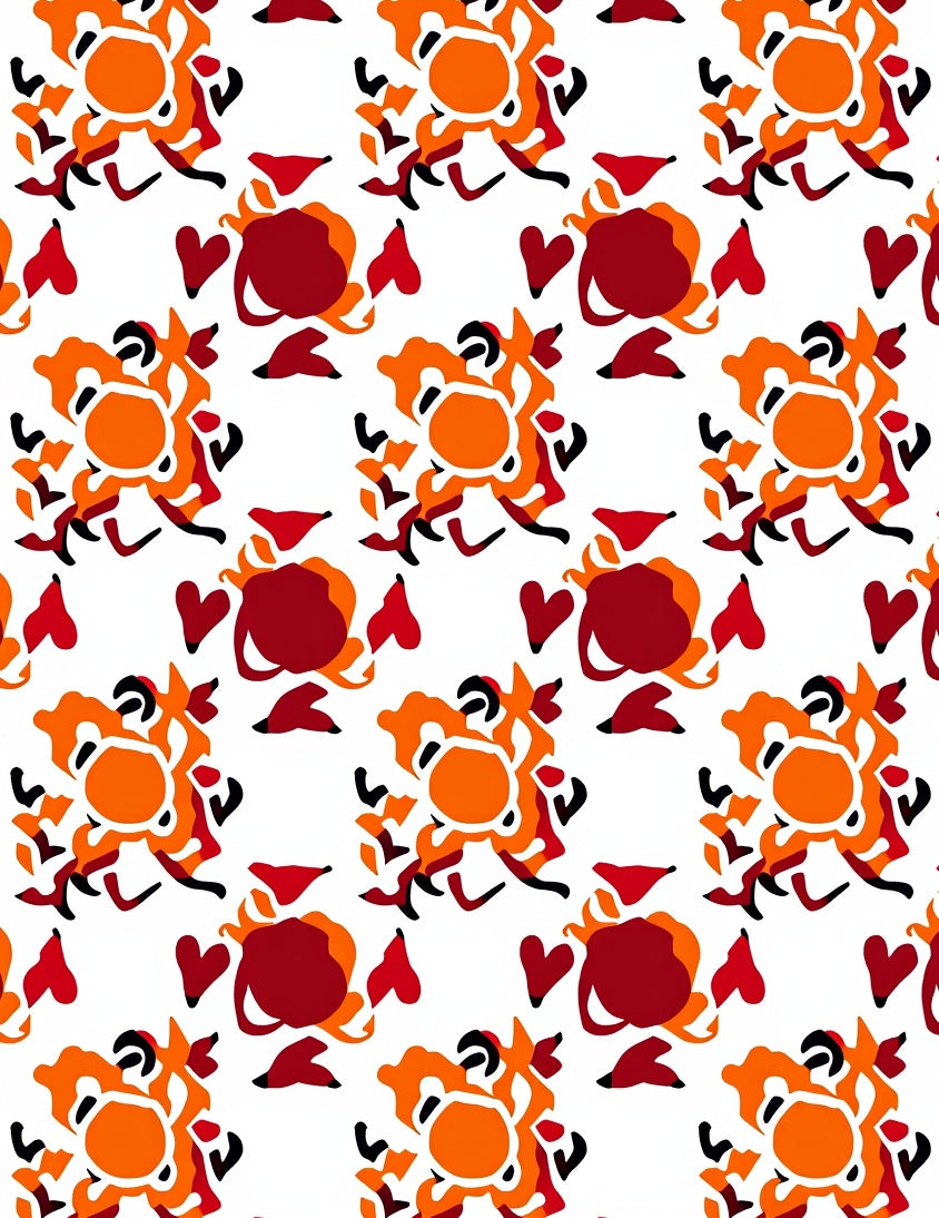 Vibrant Orange Red Abstract Bloom Rug