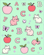 Cute Pink Cats Apples Butterflies Alphabet Rug