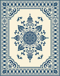 Classic Blue Floral Mandala Border Rug