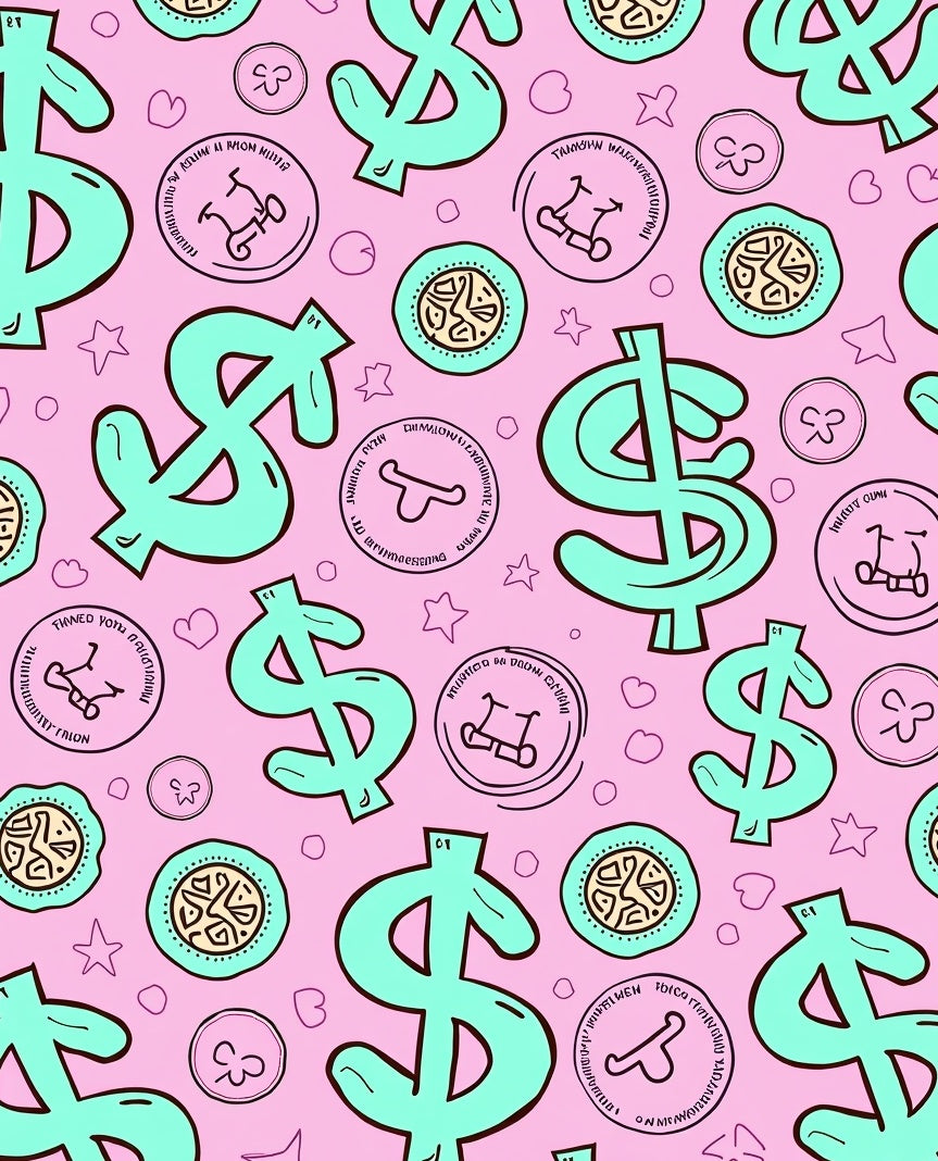 Aqua Dollar Signs Pink Scatter Rug