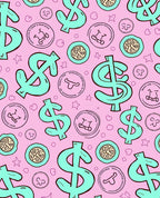 Aqua Dollar Signs Pink Scatter Rug